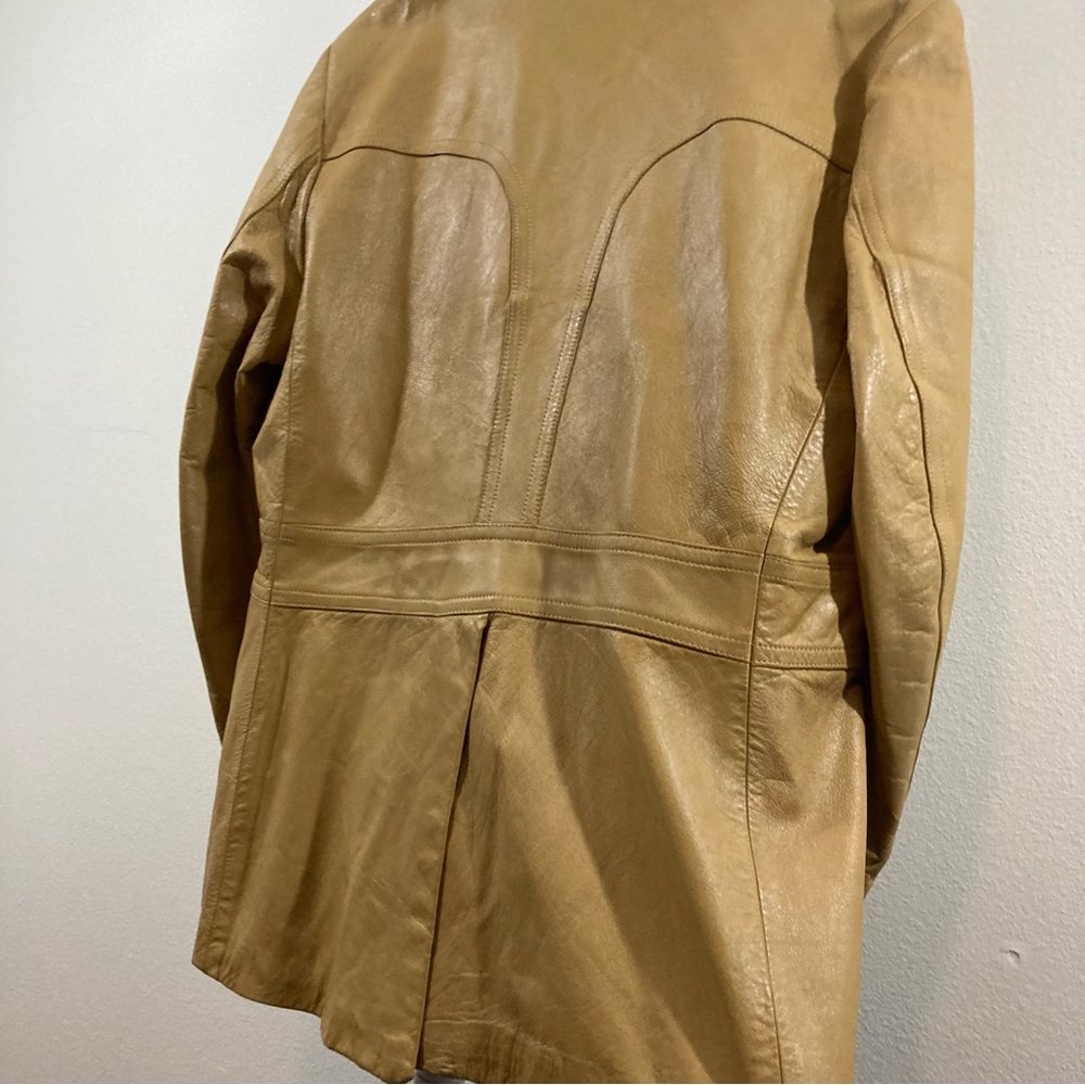Vintage Leather Jacket, Cabretta Glove Leather, Tan Coat - Picture 7 of 13